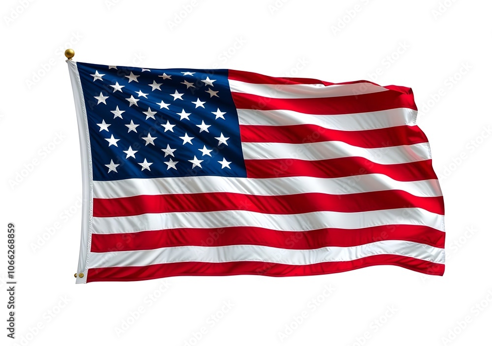 Fototapeta premium United State of America map flag isolated on the white background.