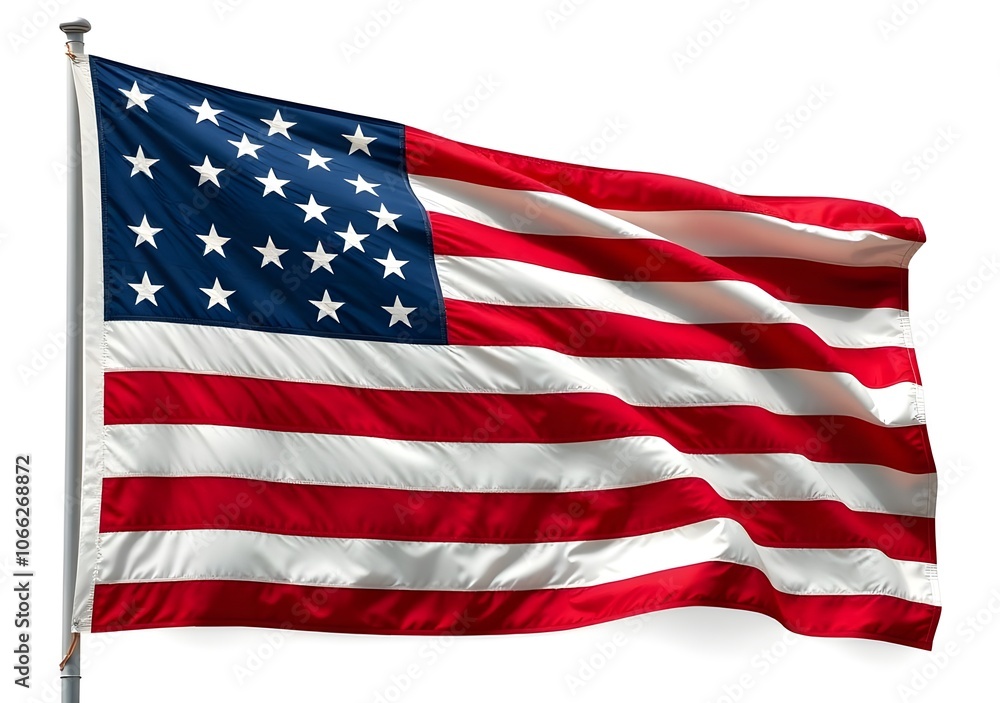 Obraz premium United State of America map flag isolated on the white background.