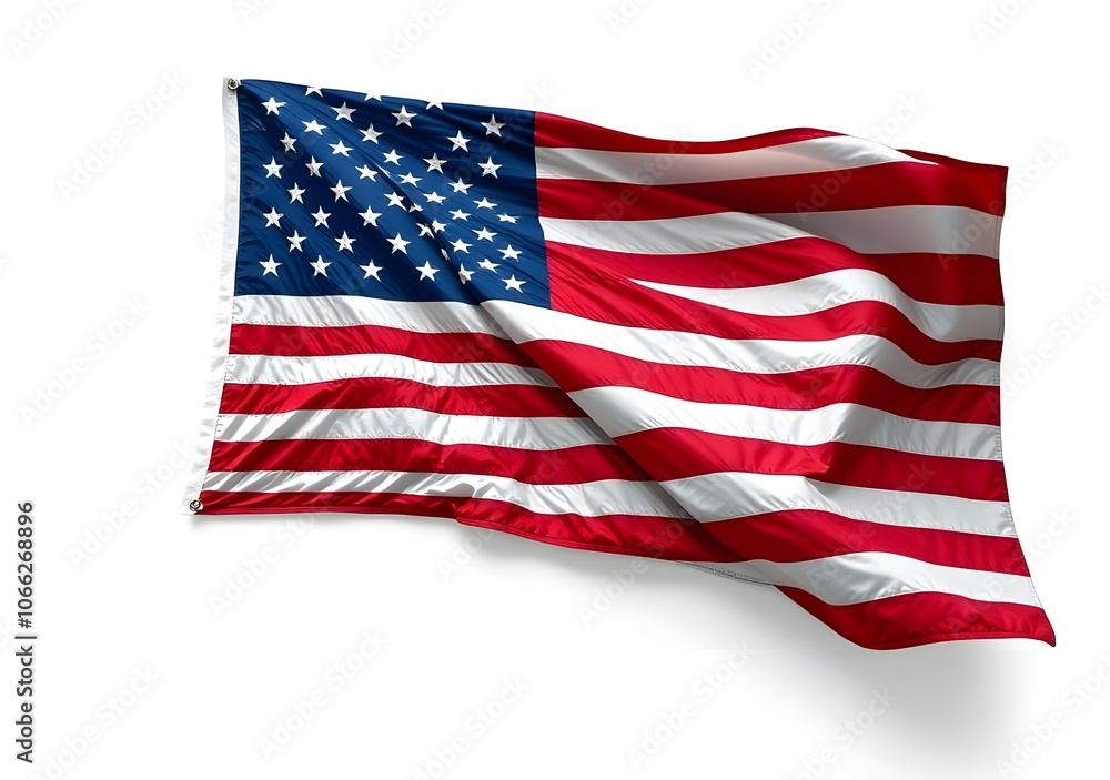Obraz premium United State of America map flag isolated on the white background.