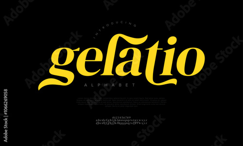 Gelatio typography beauty fashion elegant minimalist serif italic fonts decorative wedding vintage retro logos. Minimal luxury font alphabet logo. Vector illustration