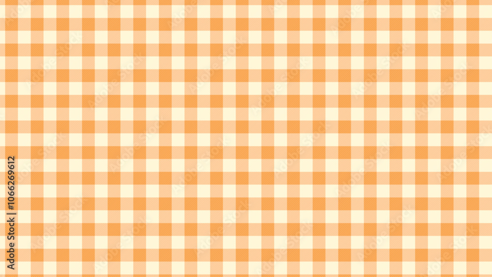 gingham checkered orange plaid square background grid seamless pattern