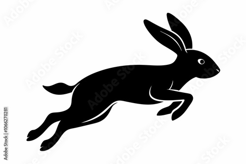 Jumping rabbit black silhouette vector, rabbit icon vector