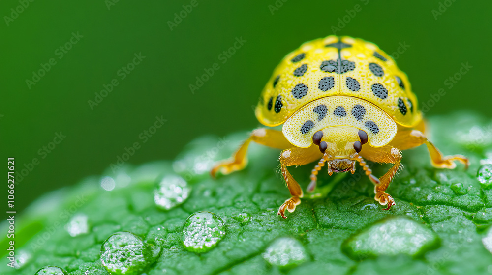 Fototapeta premium Explore the fascinating world of colorful insects a close-up on a unique yellow beetle in its natural habitat