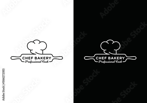 rolling pin, bakery logo design. chef hat icon with rolling pin in vector illustration symbol.