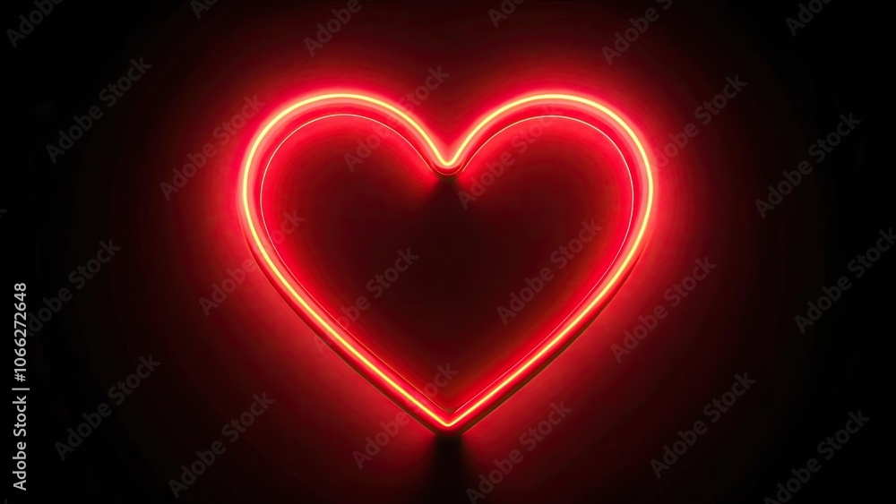 Neon red heart glowing brightly against a black background, love, romance, Valentine's Day, passion, glowing, bright, vibrant Neon red heart glowing brightly against a black background, love, romance, Valentine's Day, passion, glowing, bright, vibrant