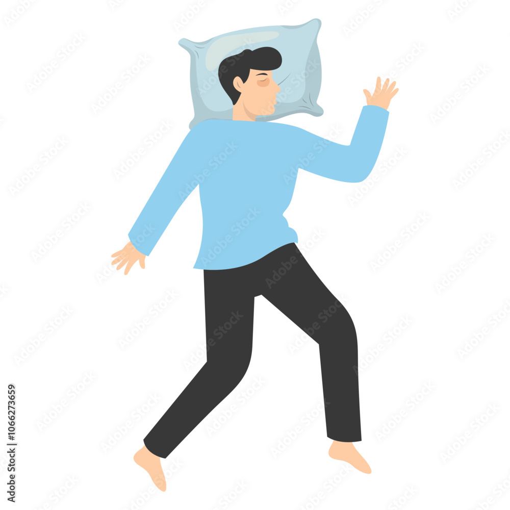 Illustration of Boy Sleeping Pose on Pillow Top. Vector Character in Cartoon Style. Illustration of Boy Sleeping Pose on Pillow Top. Vector Character in Cartoon Style.