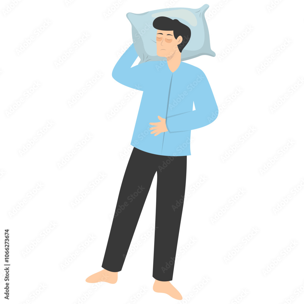 Illustration of Boy Sleeping Pose on Pillow Top. Vector Character in Cartoon Style. Illustration of Boy Sleeping Pose on Pillow Top. Vector Character in Cartoon Style.