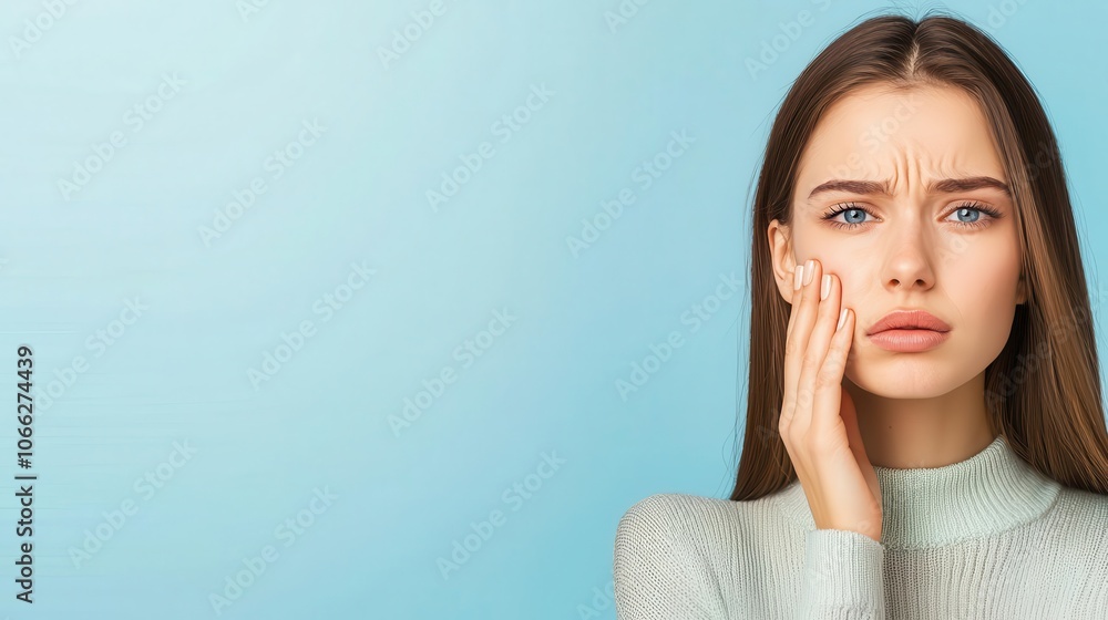 Woman touching irritated skin, acute health risks from allergen exposure concept Woman touching irritated skin, acute health risks from allergen exposure concept