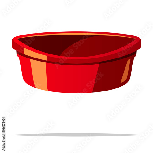 Red plastic basin vector isolated illustration