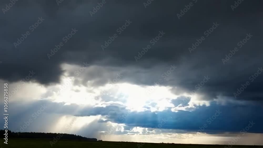 Sunbeams Piercing the Storm Clouds 