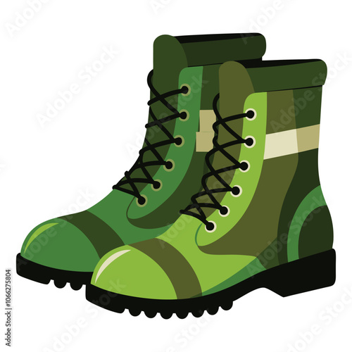 vector combat army boots on white background