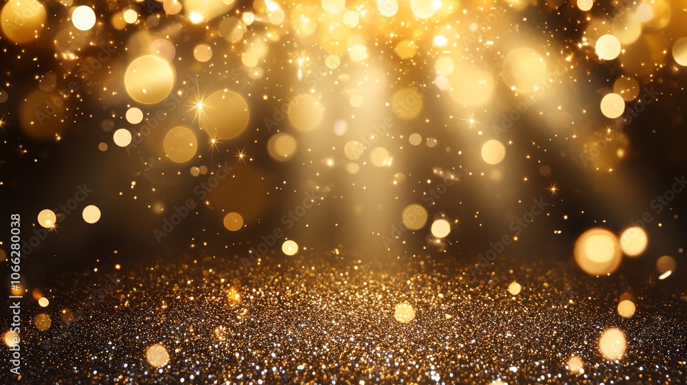 Glittering gold background with dreamy bokeh lights, a festive backdrop for holiday celebrations and elegant designs Glittering gold background with dreamy bokeh lights, a festive backdrop for holiday celebrations and elegant designs