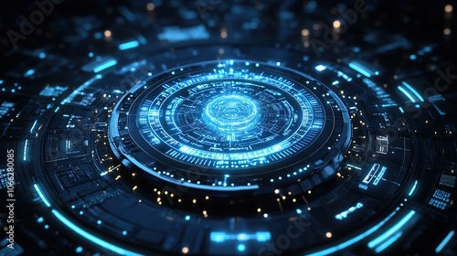 Wallpaper Mural abstract futuristic tech circular blue light beam Torontodigital.ca