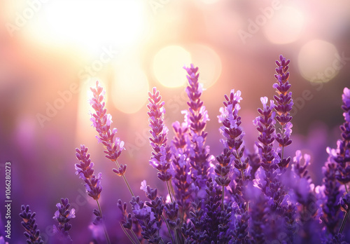 Lavender sea at sunset, beautiful and peaceful