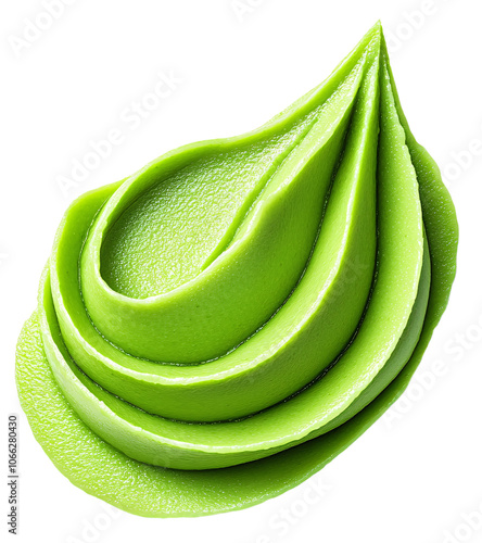 A swirl of green matcha frosting. Perfect for food and culinary themes.