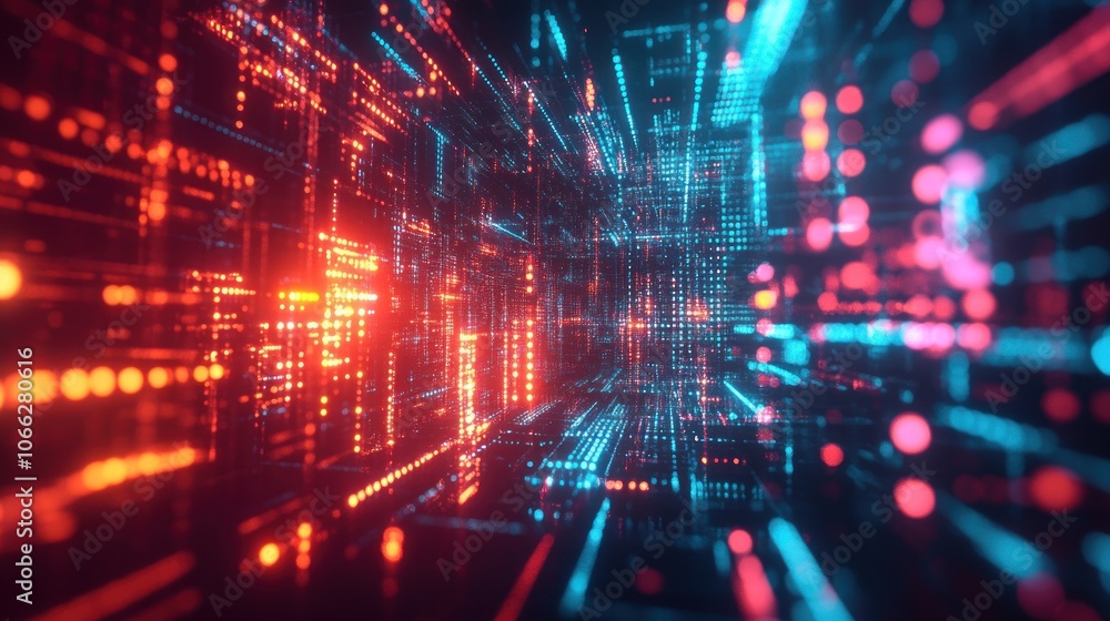 Obraz premium Abstract Digital Tunnel