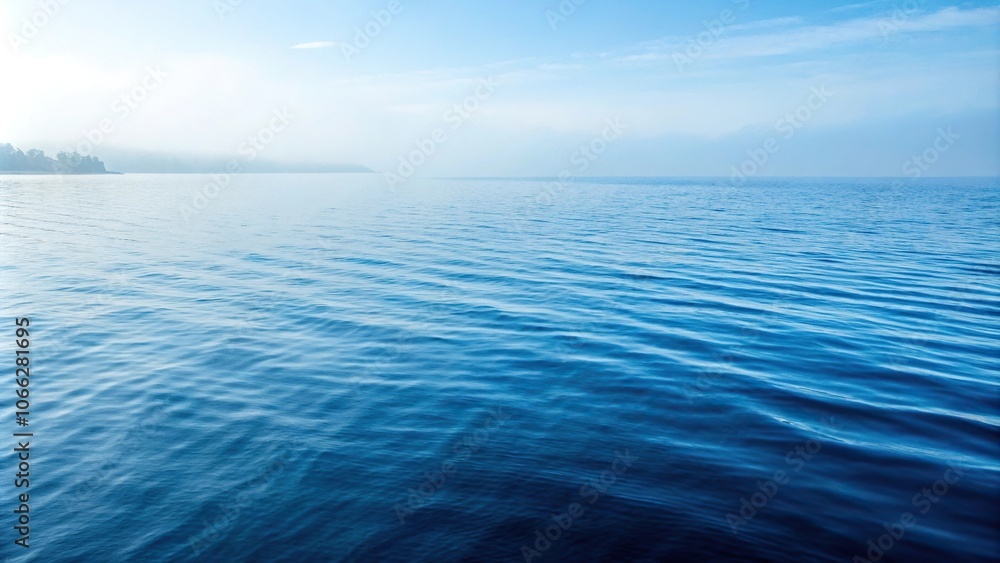 Obraz premium Gradated blue watercolor background with soft ripples on the water's surface, tranquil scene, watercolor painting, peaceful, ocean scenery