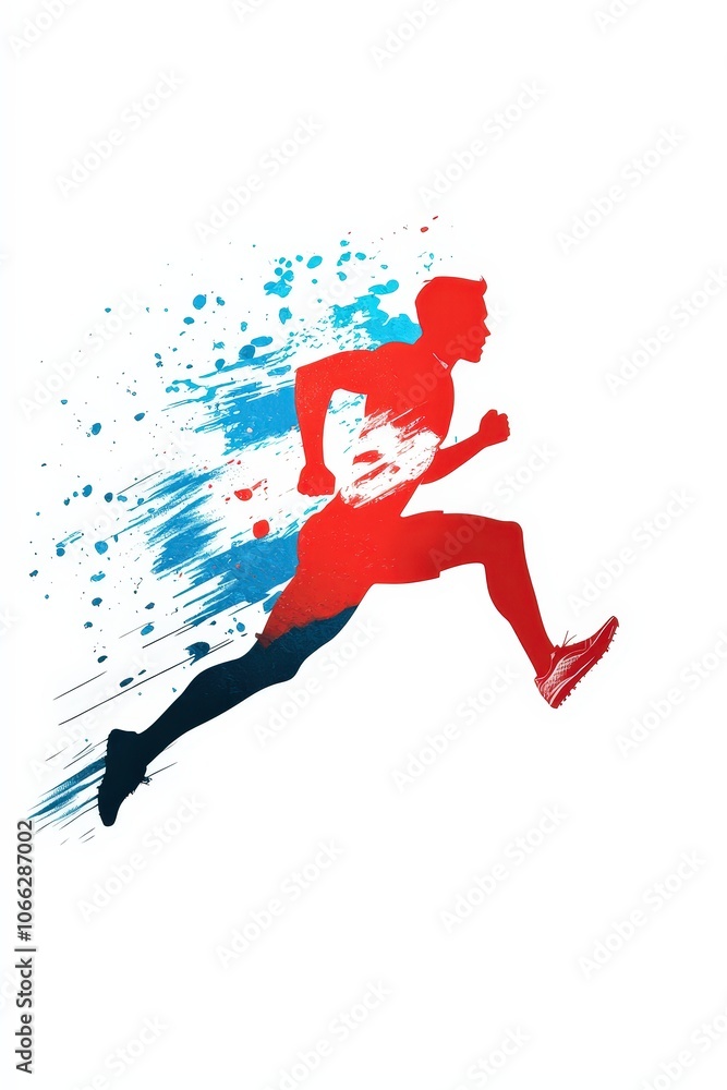 Obraz premium Graffiti-inspired runner on track, isolated for a high-energy, modern look