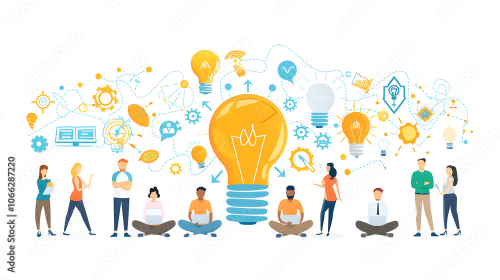 Creative business team brainstorming and ideating for innovative projects Creative business team brainstorming and ideating for innovative projects
