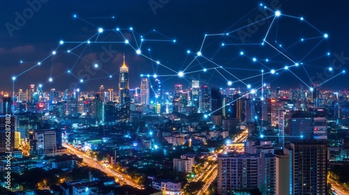 Wallpaper Mural smart city with wifi icons Torontodigital.ca