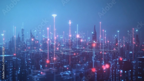 Wallpaper Mural smart city with wifi icons Torontodigital.ca