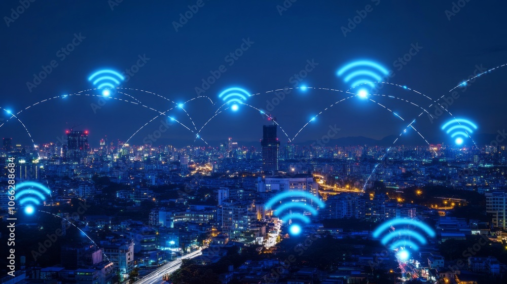 Obraz premium smart city with wifi icons