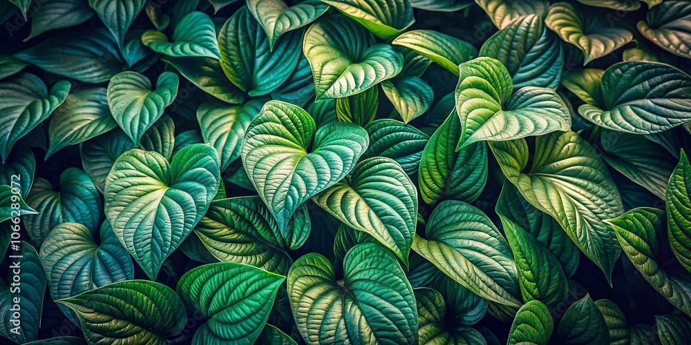Naklejka premium A Symphony of Emerald Lush Green Leaves Intertwined, Forming a Verdant Tapestry of Nature's Artistic Mastery