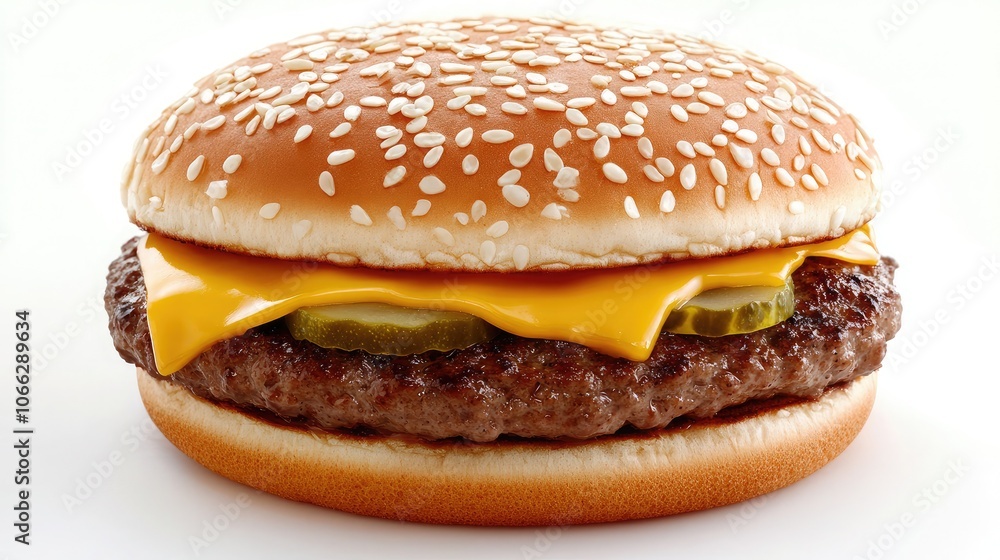 Freshly Made Cheeseburger with Sesame Seed Bun Freshly Made Cheeseburger with Sesame Seed Bun