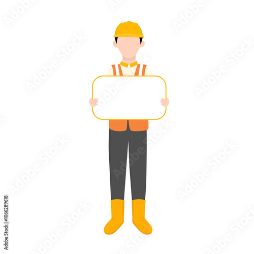 Illustration of Construction Project Engineer Worker