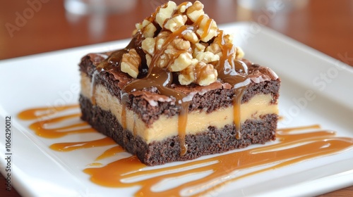 Wallpaper Mural Delicious Brownie Dessert with Caramel and Nuts Torontodigital.ca