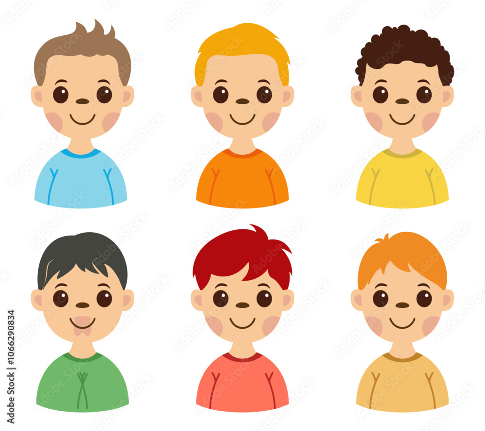 Set avatar set with different facial expression cheerful isolated Set avatar set with different facial expression cheerful isolated