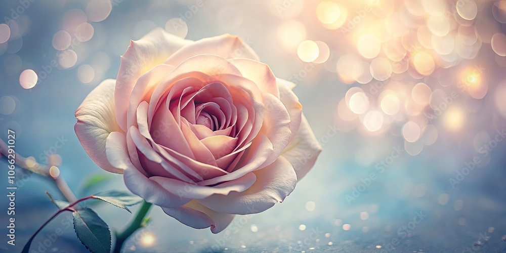 A single, delicate rose with pale petals, bathed in a warm, ethereal light, evokes a feeling of serene beauty amidst a soft, shimmering background. A single, delicate rose with pale petals, bathed in a warm, ethereal light, evokes a feeling of serene beauty amidst a soft, shimmering background.