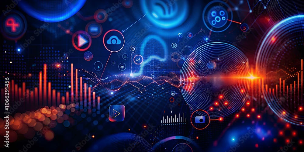Obraz premium Digital Background for Tech, AI, Data, and Audio Visualizations