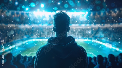 A sports fan watching a live game in a 6Gpowered virtual world able to switch between different camera angles and experience the match like never before. photo