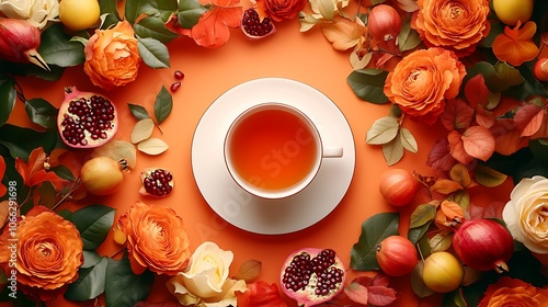 Enjoy a refreshing cup of tea surrounded by vibrant flowers