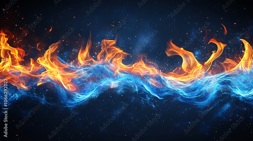 Fototapeta premium Explore the dynamic dance of fire and water flames