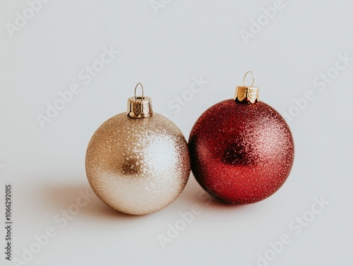 Two Christmas Ornaments on a White Background.