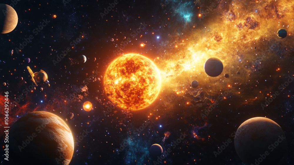 solar system with space for text 