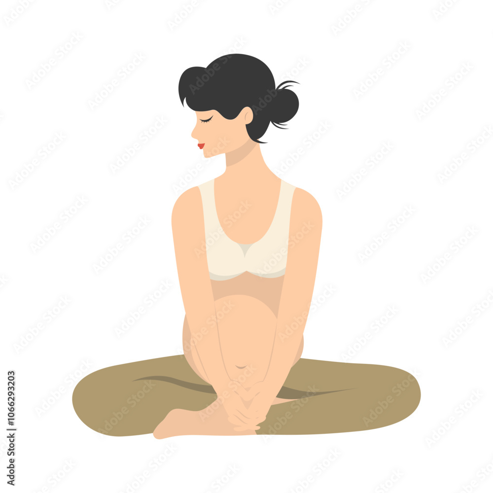 Pregnant Woman Doing Yoga Illustration. Healthy Activities. Isolated Vector Character. Pregnant Woman Doing Yoga Illustration. Healthy Activities. Isolated Vector Character.