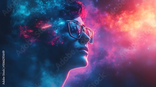 Wallpaper Mural Explore the cosmic beauty of a person in vibrant space Torontodigital.ca