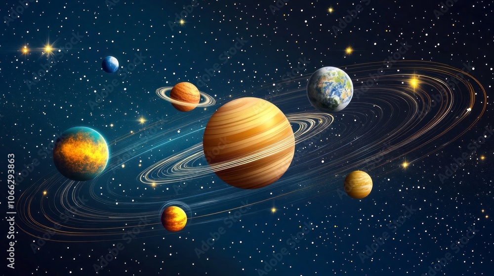 Naklejka premium solar system with space for text 