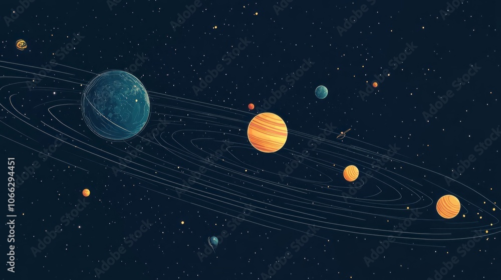 Fototapeta premium solar system with space for text 
