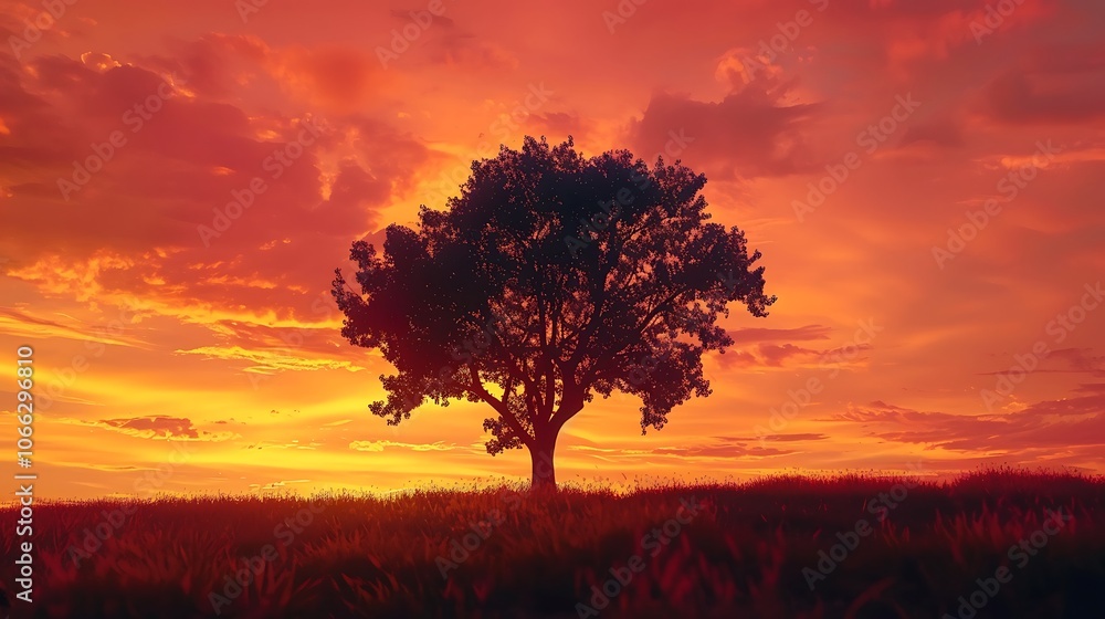 A striking silhouette of a lone tree against a vivid sunset sky, capturing the beauty of nature in a minimalist form. 8k UHD, suitable for high-quality printing or digital display. A striking silhouette of a lone tree against a vivid sunset sky, capturing the beauty of nature in a minimalist form. 8k UHD, suitable for high-quality printing or digital display.