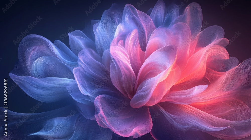 Obraz premium Abstract flower with blue and pink petals