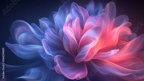 Abstract flower with blue and pink petals