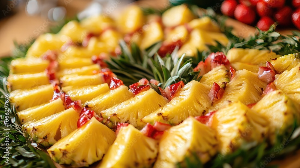 Fresh Pineapple and Strawberry Arrangement Display Fresh Pineapple and Strawberry Arrangement Display
