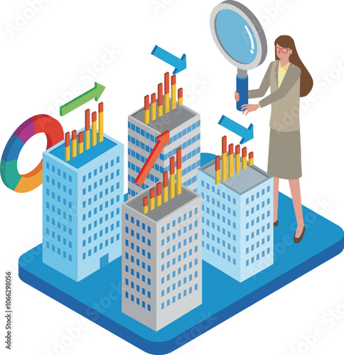 企業を比較分析する女性