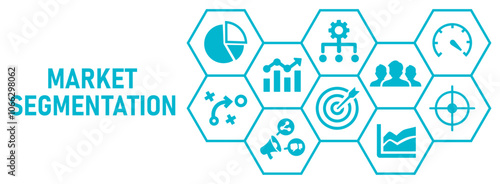 Market segmentation concept banner web website icons vector illustration concept with icons of marketing, demography, segment, target niche, benchmarking, classification, white background