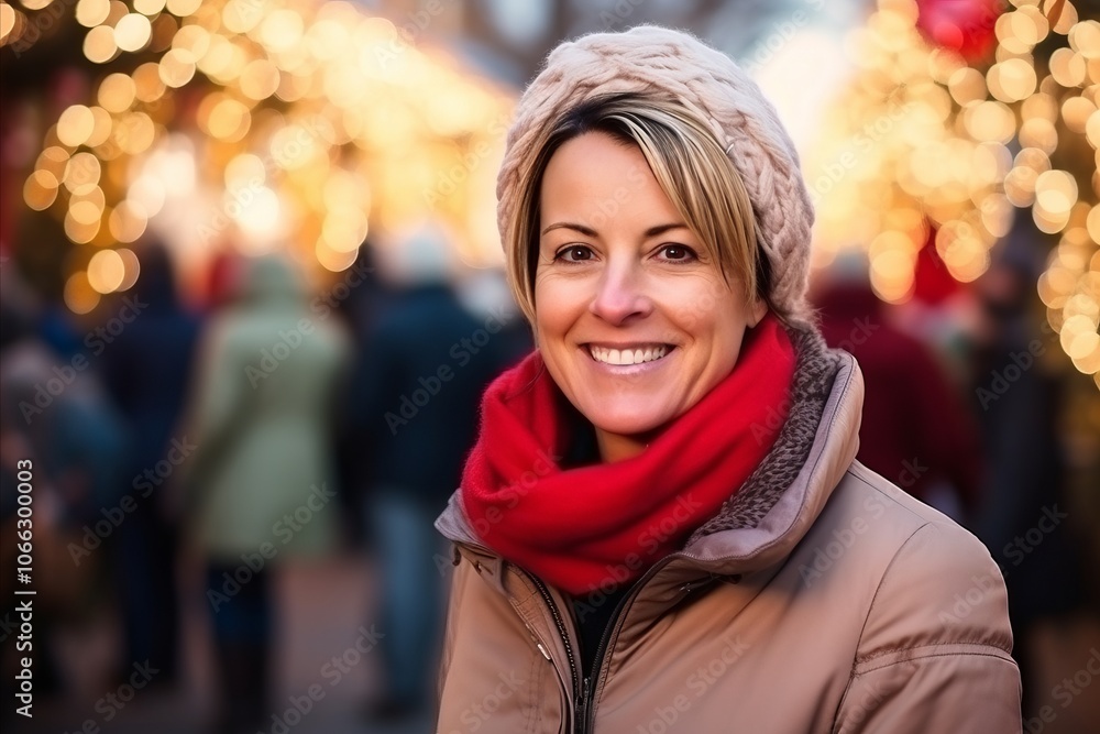 Portrait of a beautiful woman at Christmas market in Paris, France Portrait of a beautiful woman at Christmas market in Paris, France