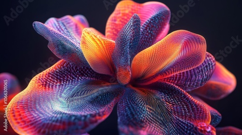 Abstract Flower with Multicolored Petals and Detailed Texture